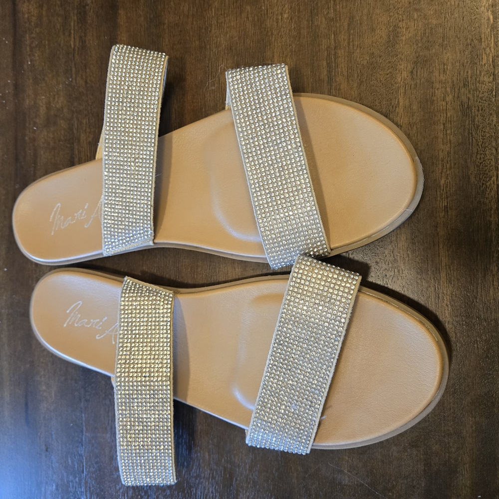 Women's Silver Slide Sandals